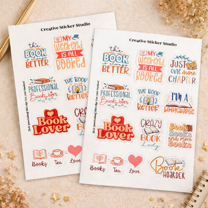 Sticker Sheet Set of 2 -Book Quotes Hoarder