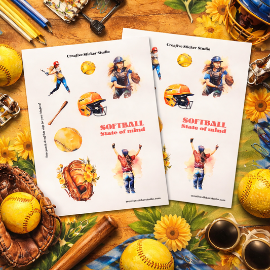 Sticker Sheet Set of 2 - Softball State of Mind