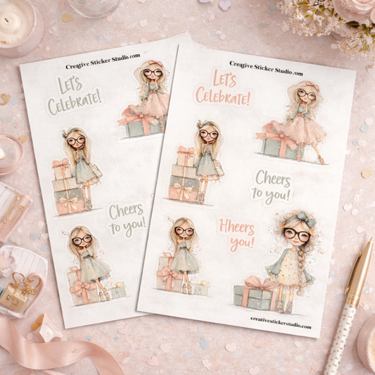 Sticker Sheet Set of 2 - Birthday Girl Blonde