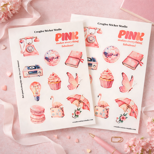 Sticker Sheet Set of 2 - Fabulous Pink