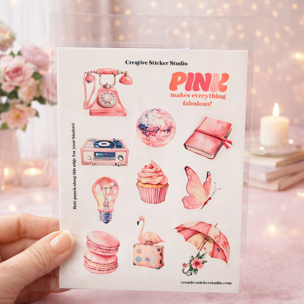 Sticker Sheet Set of 2 - Fabulous Pink