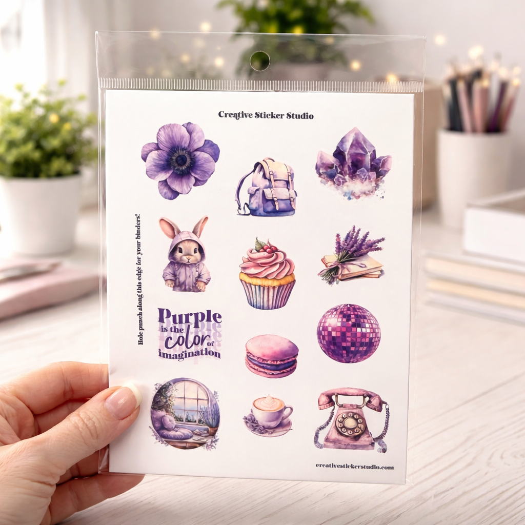 Sticker Sheet Set of 2 - Purple Imagination