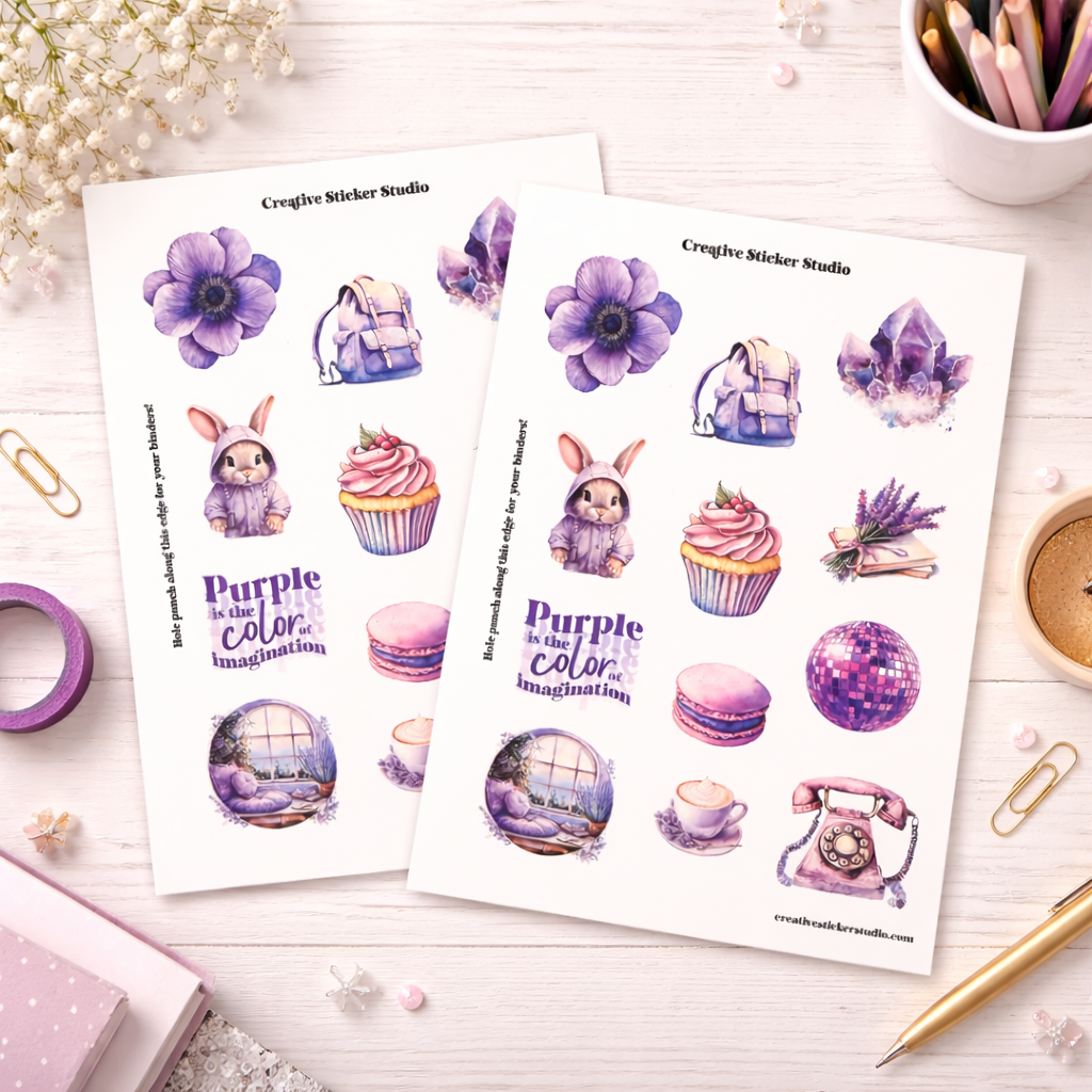 Sticker Sheet Set of 2 - Purple Imagination