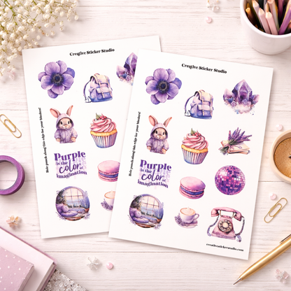 Sticker Sheet Set of 2 - Purple Imagination