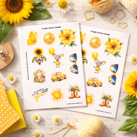 Sticker Sheet Set of 2 - Choose Yellow