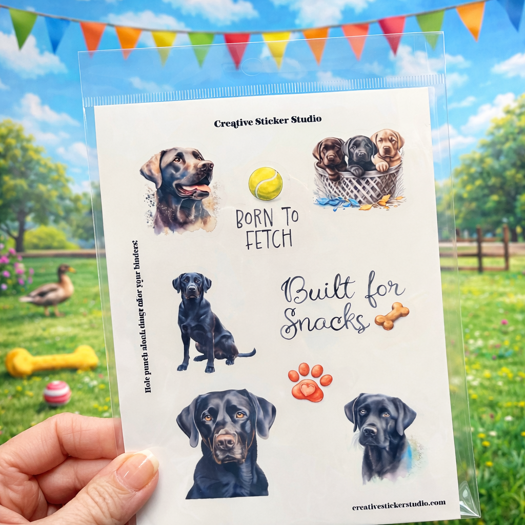 Sticker Sheet Set of 2 - Black Labs Fetch