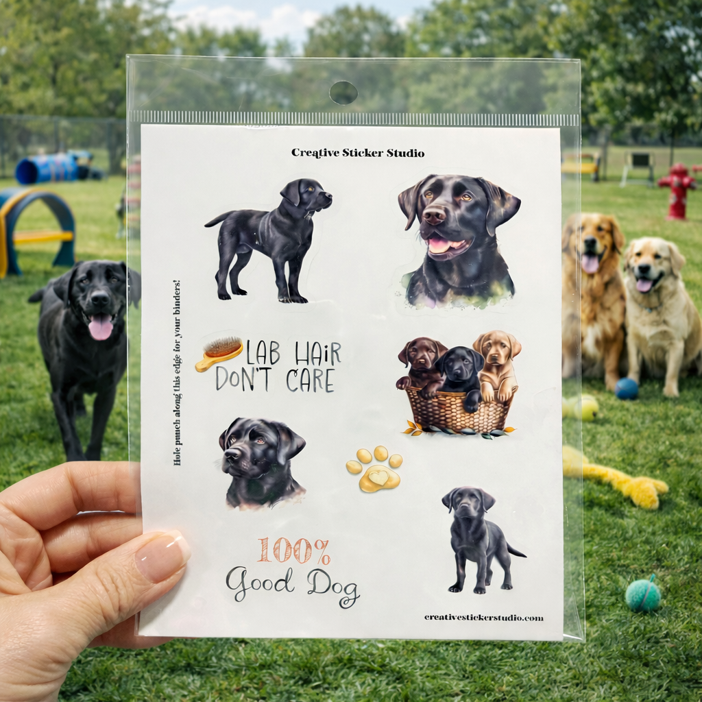 Sticker Sheet Set of 2 - Black Labs Good Dog