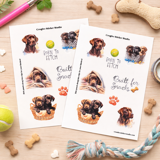 Sticker Sheet Set of 2 - Chocolate Labs Fetch