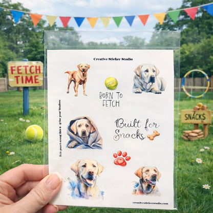 Sticker Sheet Set of 2 - Yellow Labs Fetch