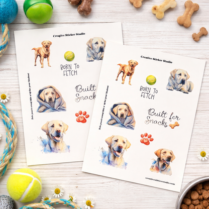 Sticker Sheet Set of 2 - Yellow Labs Fetch