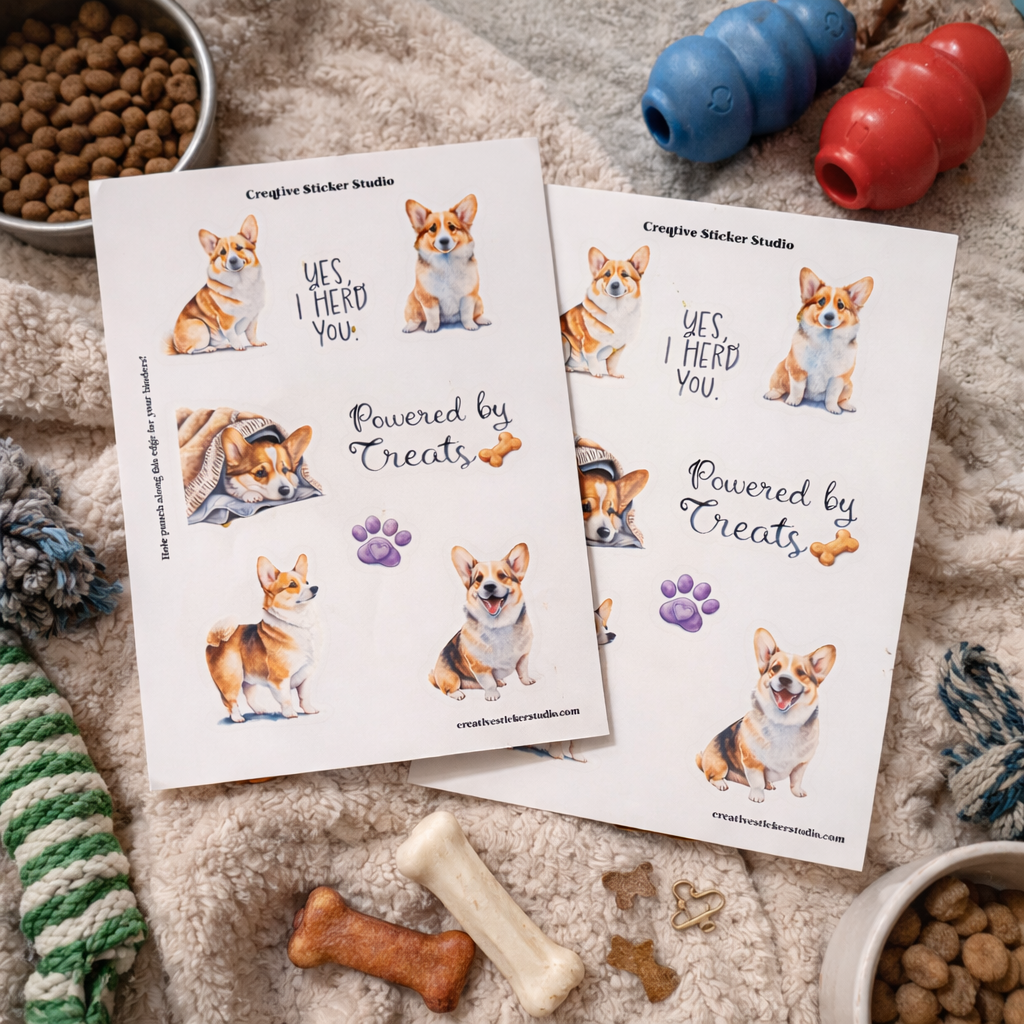 Sticker Sheet Set of 2 - Corgi Treats