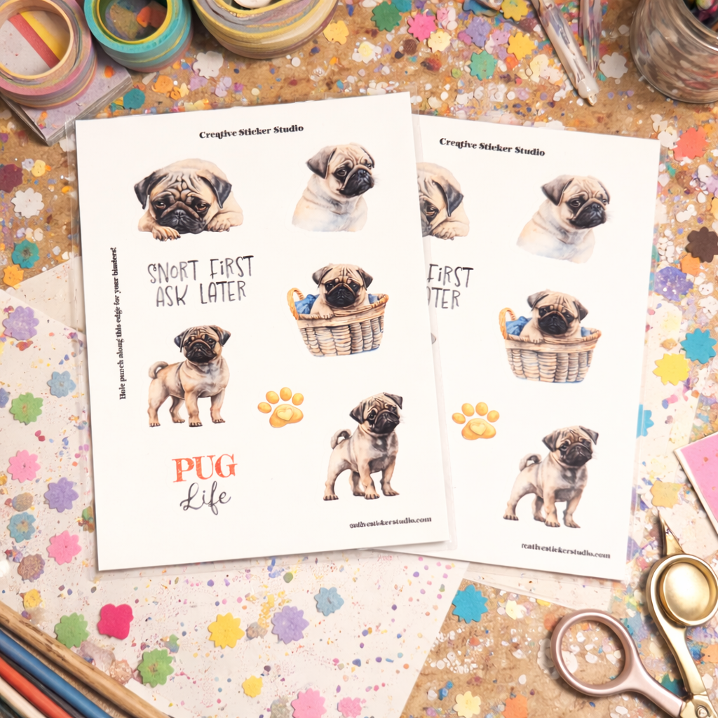 Sticker Sheet Set of 2 - Pug Life