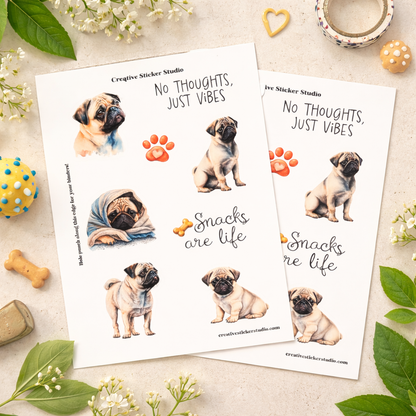 Sticker Sheet Set of 2 - Pug Vibes