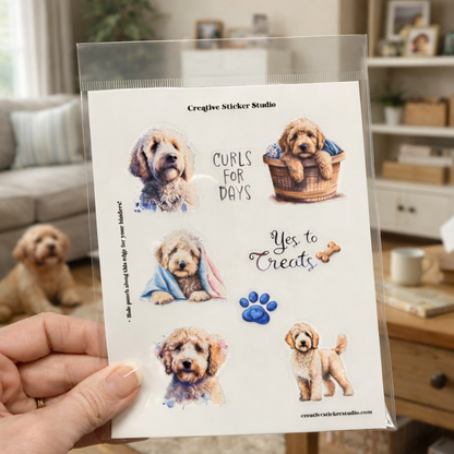 Sticker Sheet Set of 2 - Golden Doodle Curls