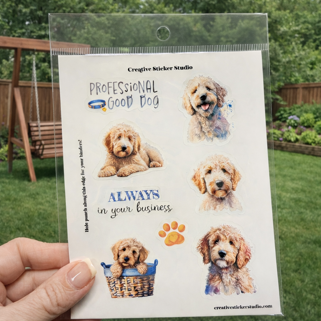 Sticker Sheet Set of 2 - Golden Doodle Good Dog