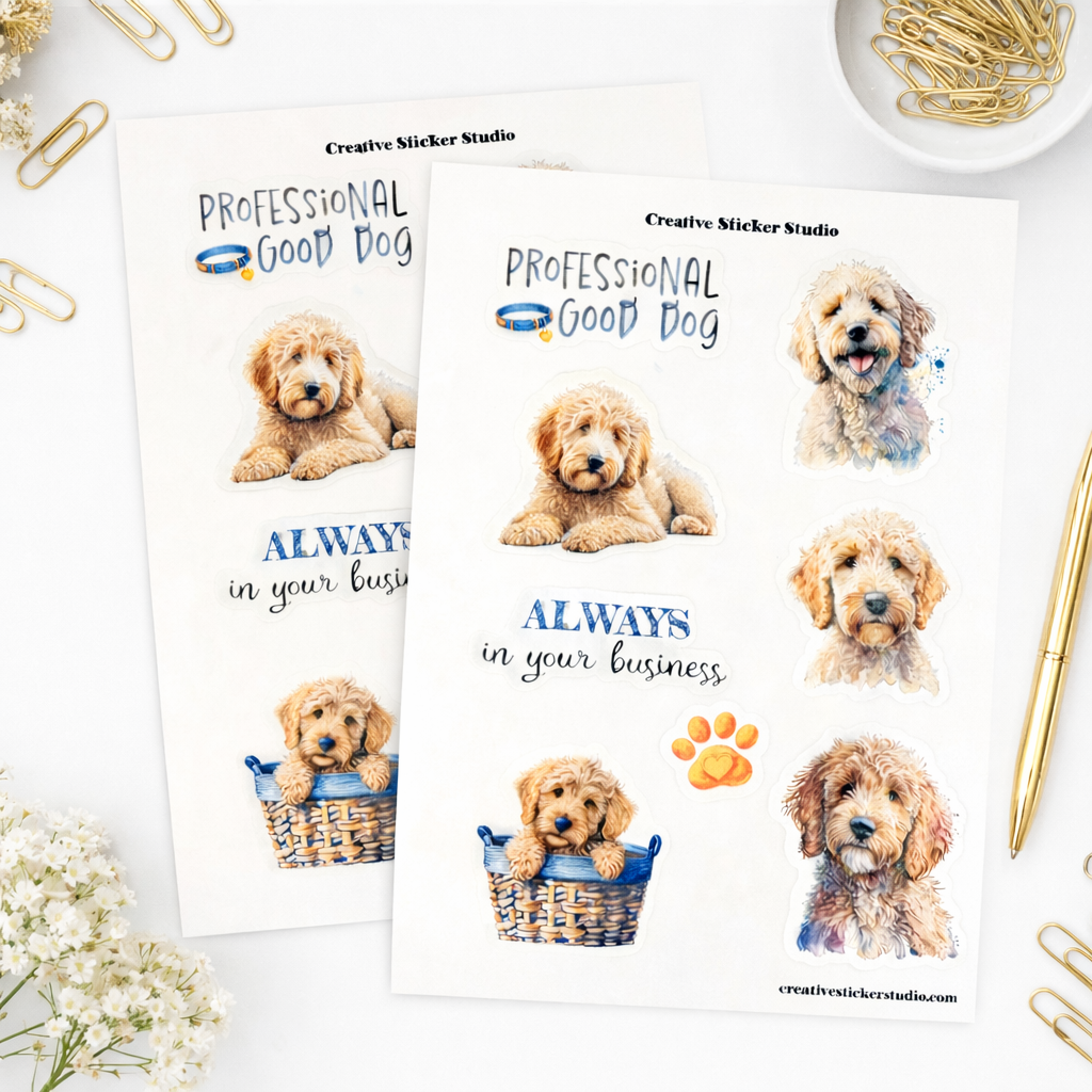 Sticker Sheet Set of 2 - Golden Doodle Good Dog