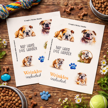 Sticker Sheet Set of 2 - Bulldog Wrinkles
