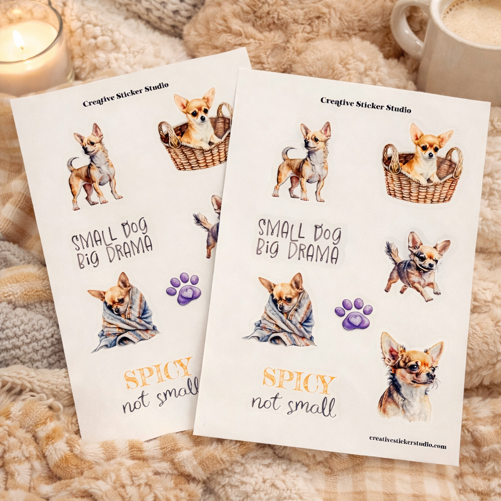 Sticker Sheet Set of 2 - Chihuahua Drama
