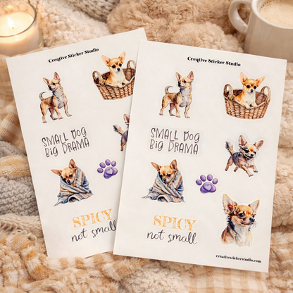 Sticker Sheet Set of 2 - Chihuahua Drama