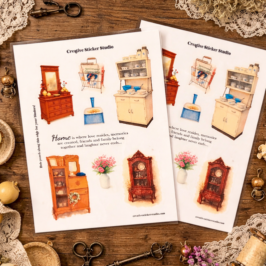 Sticker Sheet Set of 2 - Antique Store Furniture & Floral