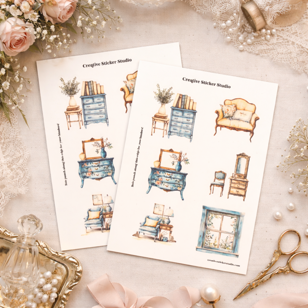 Sticker Sheet Set of 2 - French Country Aqua
