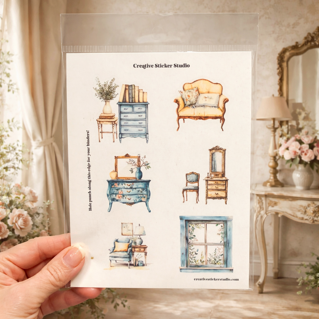 Sticker Sheet Set of 2 - French Country Aqua