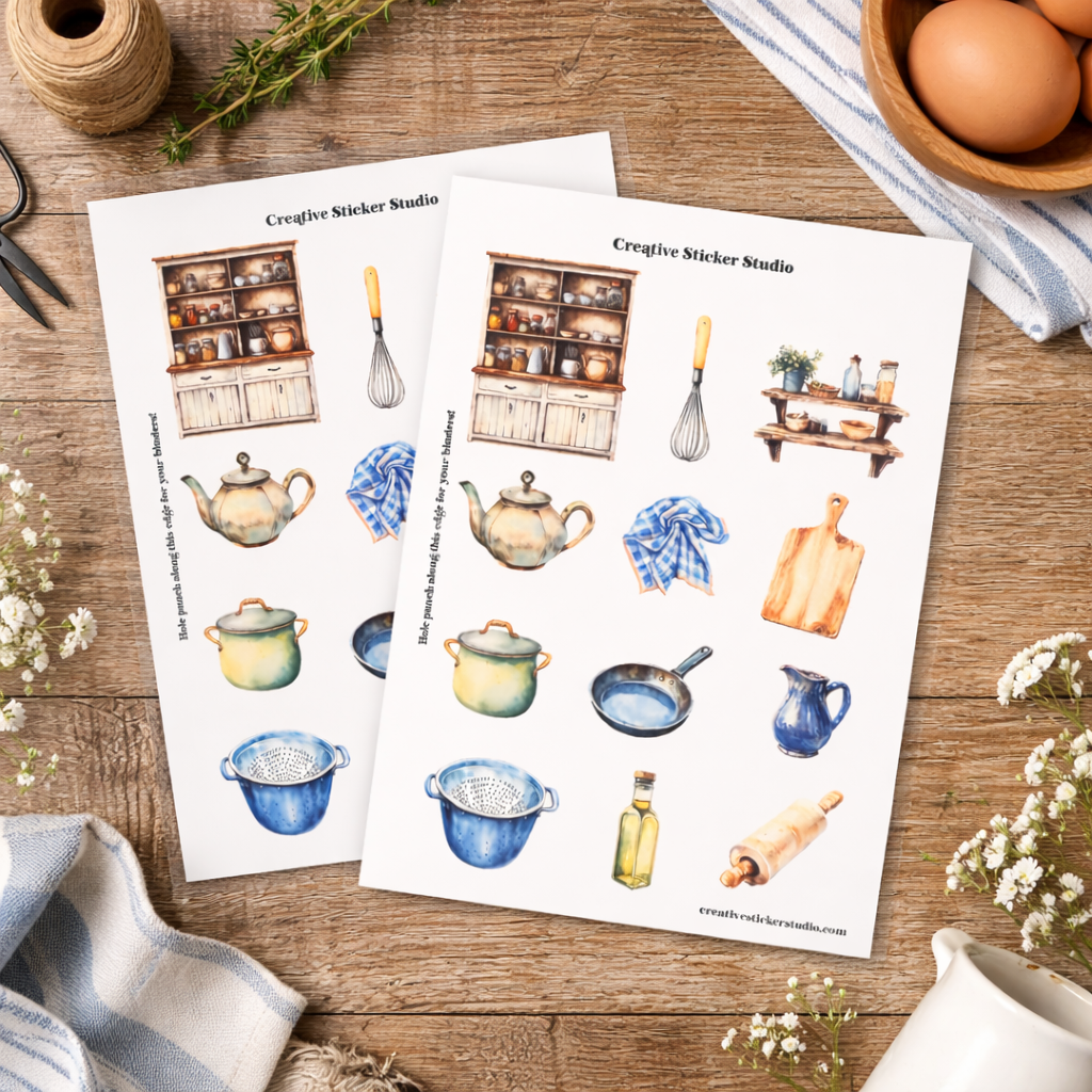 Sticker Sheet Set of 2 - Kitchen Tools + Hutch
