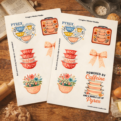 Sticker Sheet Set of 2 - Vintage Bowls Pink