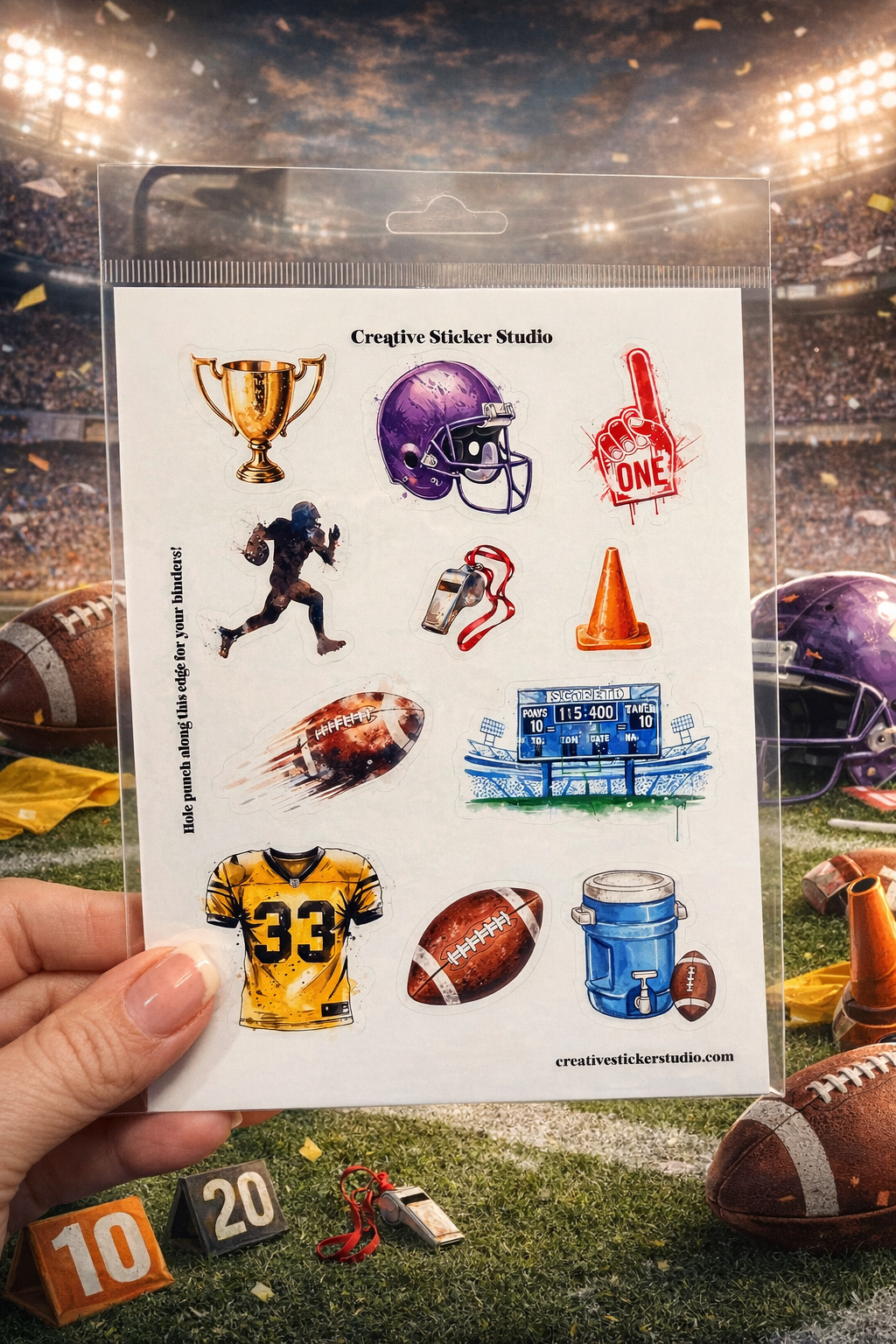 Sticker Sheet Set of 2 - Football #1 Fan