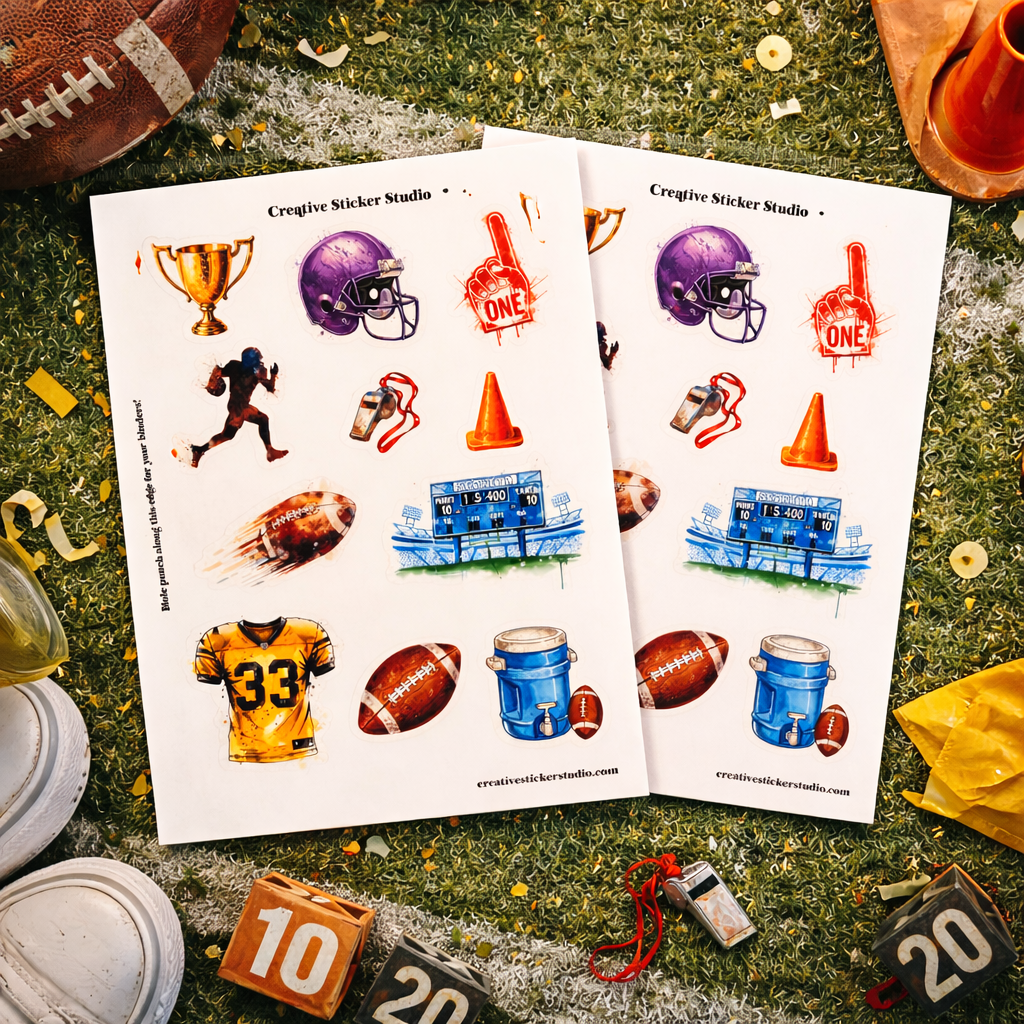 Sticker Sheet Set of 2 - Football #1 Fan