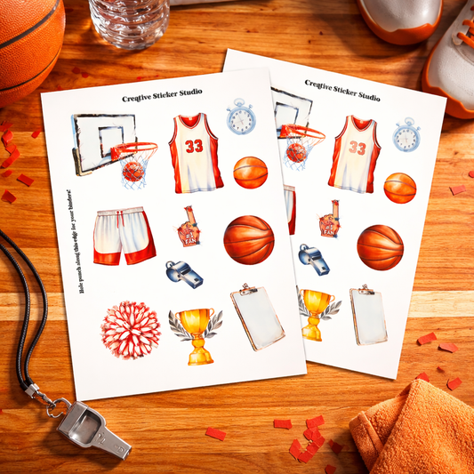 Sticker Sheet Set of 2 - Basketball #1 Fan