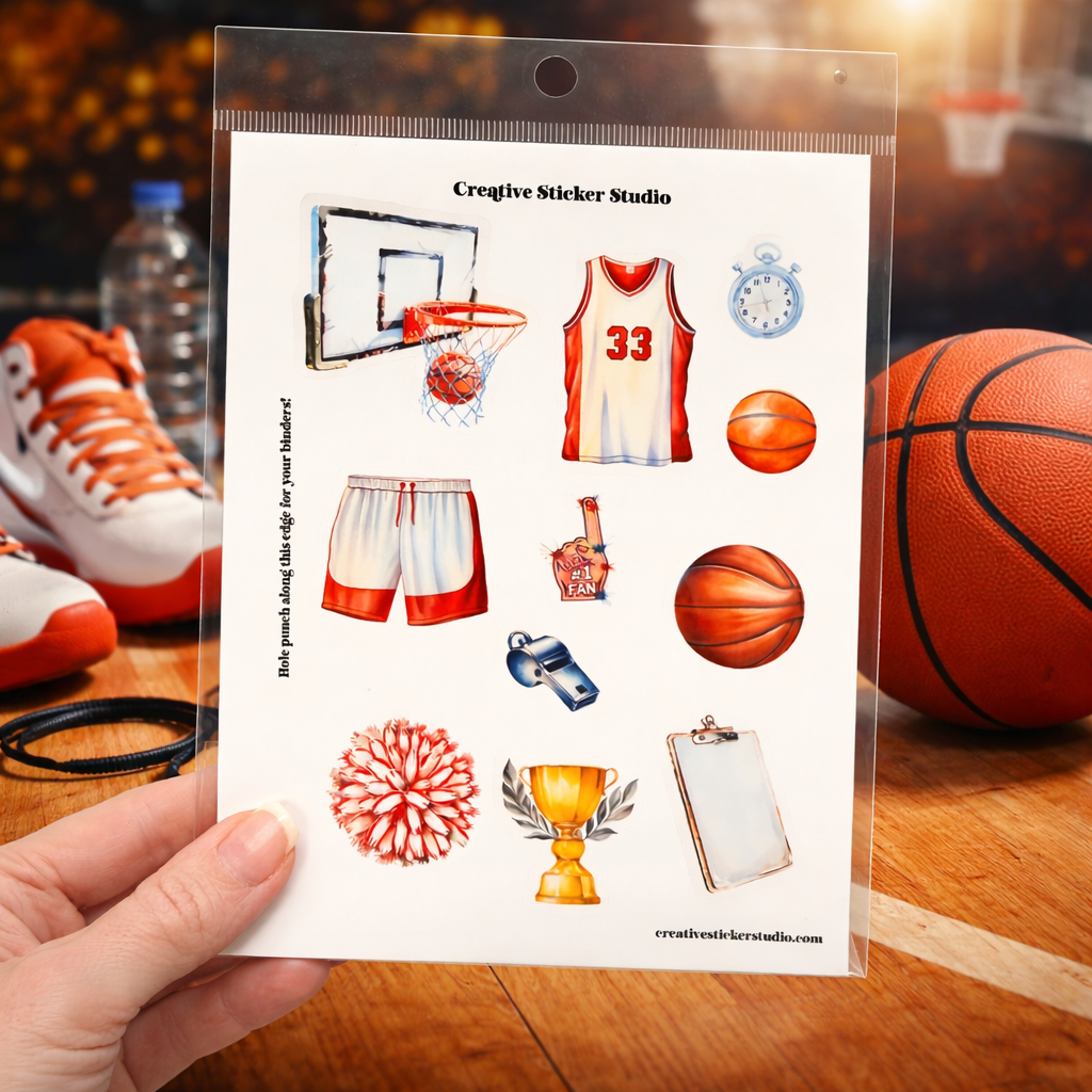 Sticker Sheet Set of 2 - Basketball #1 Fan