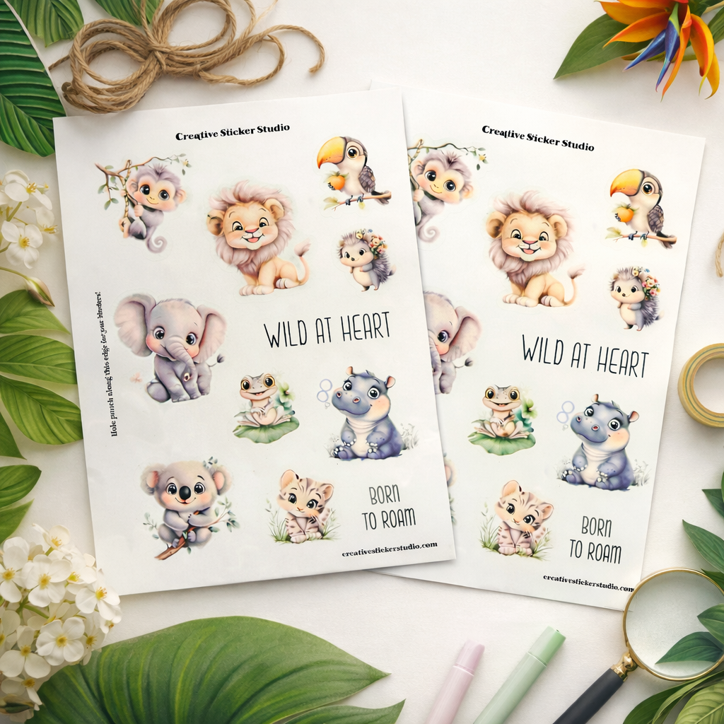 Sticker Sheet Set of 2 - Wild at Heart Baby Animals