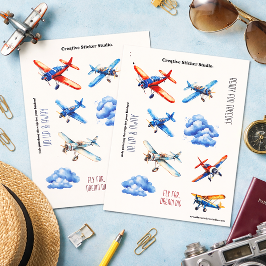 Sticker Sheet Set of 2 - Up & Away Airplanes