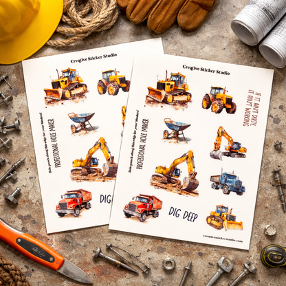Sticker Sheet Set of 2 - Dig Construction