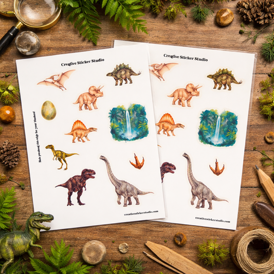 Sticker Sheet Set of 2 - Dinos w/ Waterfall