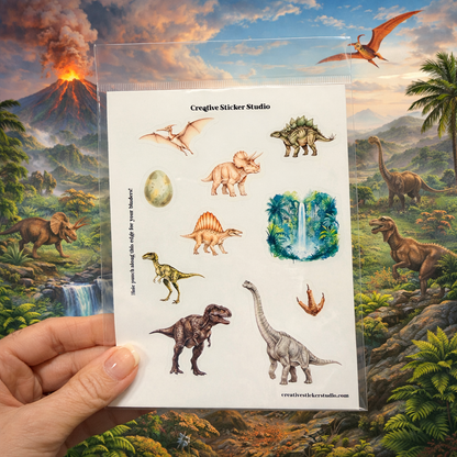 Sticker Sheet Set of 2 - Dinos w/ Waterfall