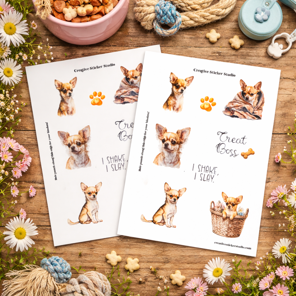 Sticker Sheet Set of 2 - Chihuahua Treat