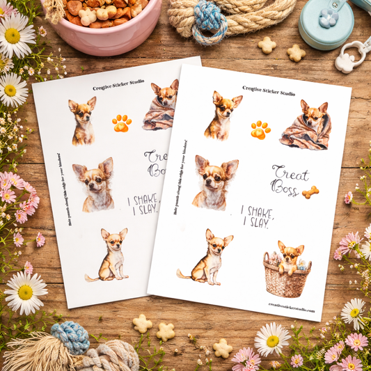 Sticker Sheet Set of 2 - Chihuahua Treat