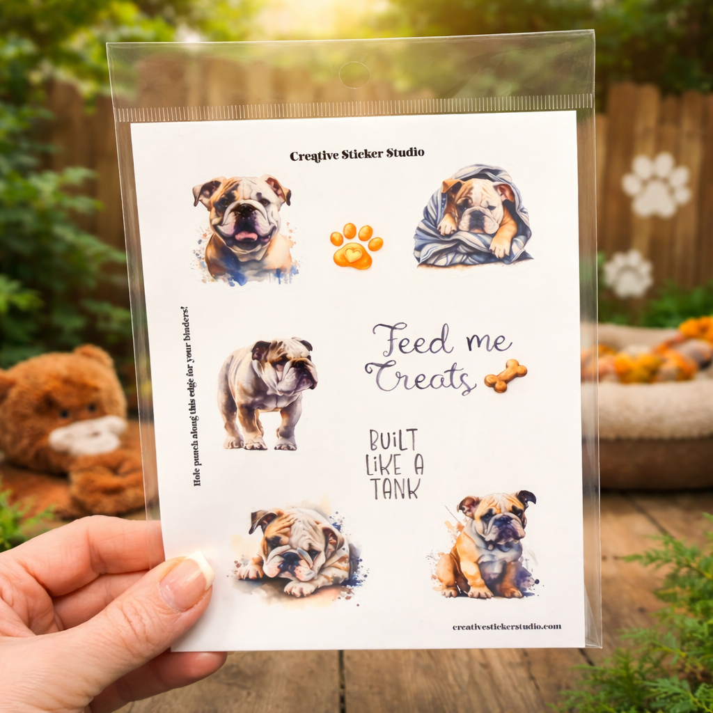 Sticker Sheet Set of 2 - Bulldog Feed Me
