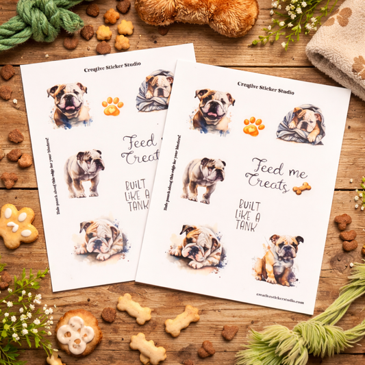 Sticker Sheet Set of 2 - Bulldog Feed Me