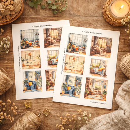 Sticker Sheet Set of 2 -Modern Rooms