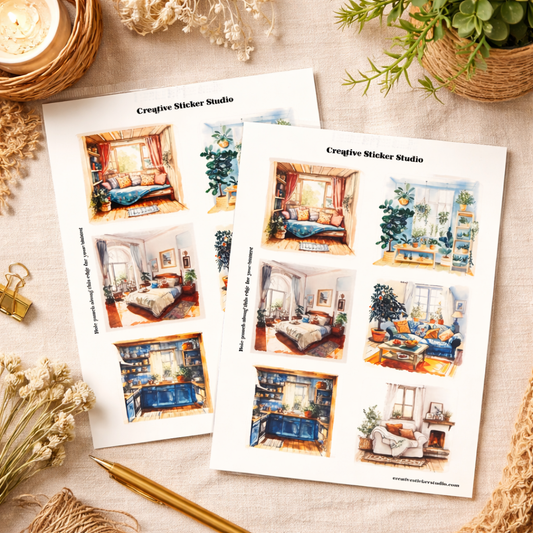 Sticker Sheet Set of 2 - Cozy Rooms