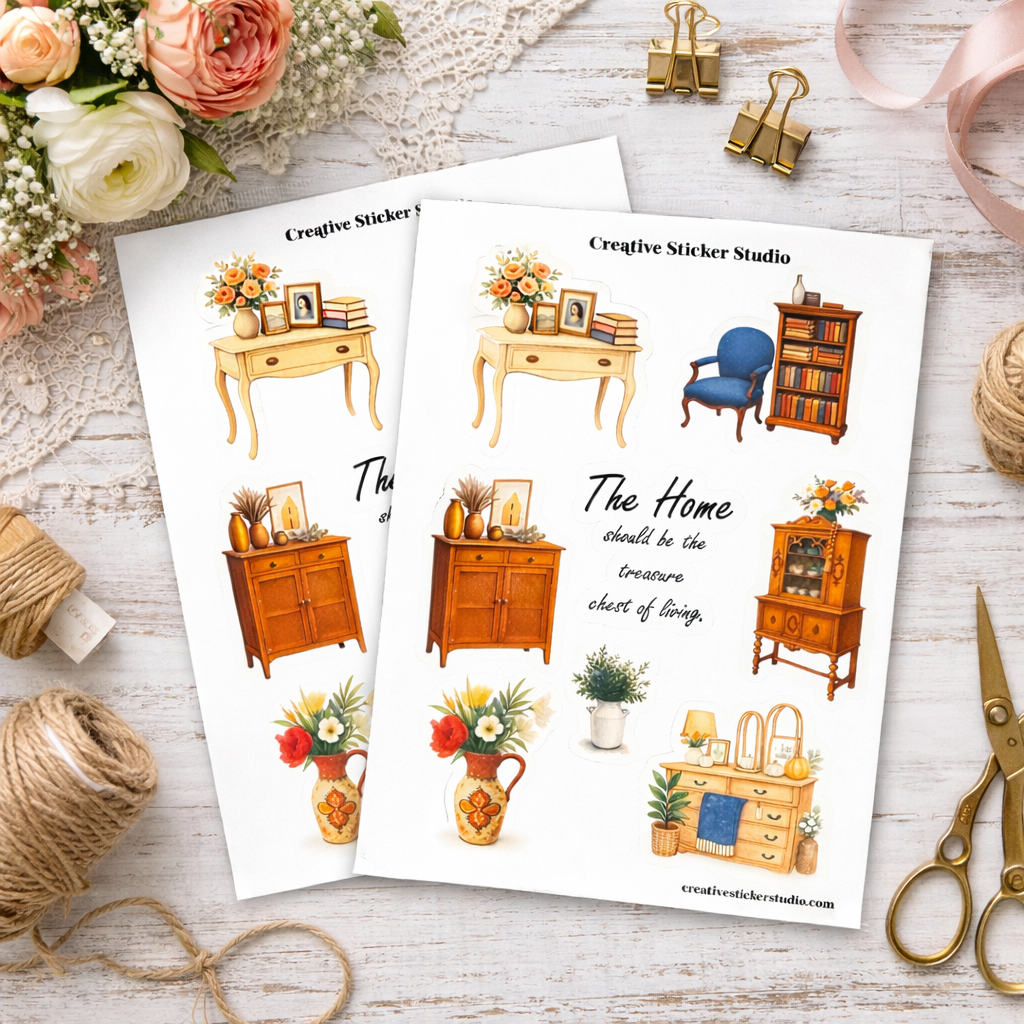 Sticker Sheet Set of 2 - Antique Store Furniture & Decor