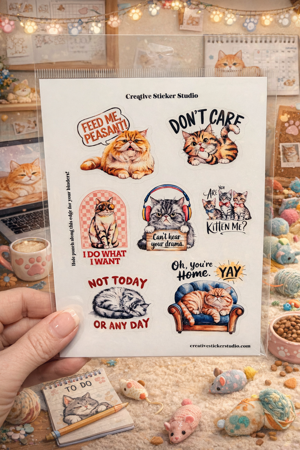 Sticker Sheet Set of 2 - Sassy Cats Feed Me