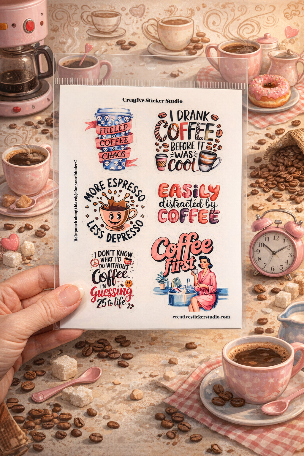 Sticker Sheet Set of 2 - Sassy Coffee More Espresso