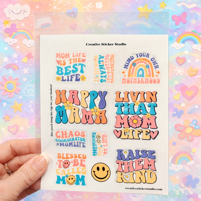 Sticker Sheet Set of 2 - Mom Life Retro Pastel