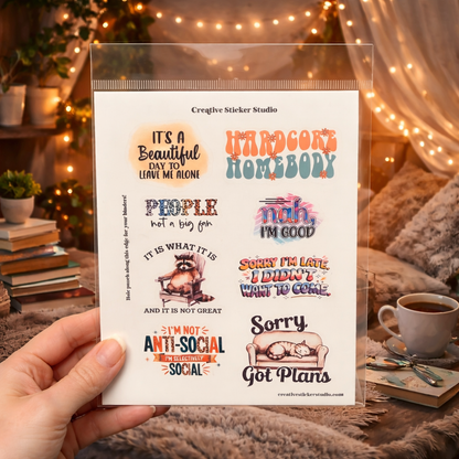 Sticker Sheet Set of 2 - Sassy Introvert Homebody