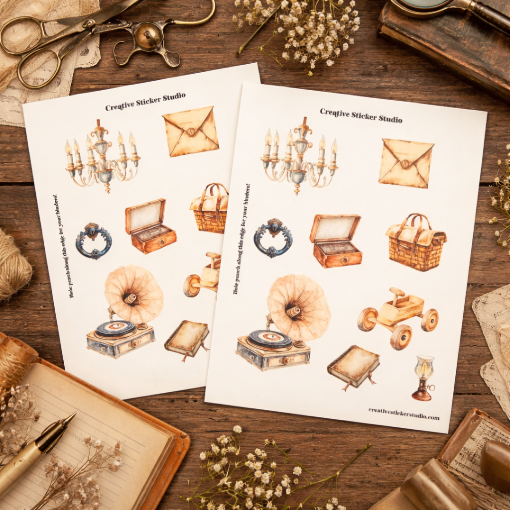 Sticker Sheet Set of 2 - Antiques Neutral w Chandelier