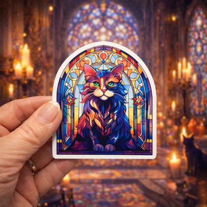 XLARGE Sticker - Stained Glass Cat